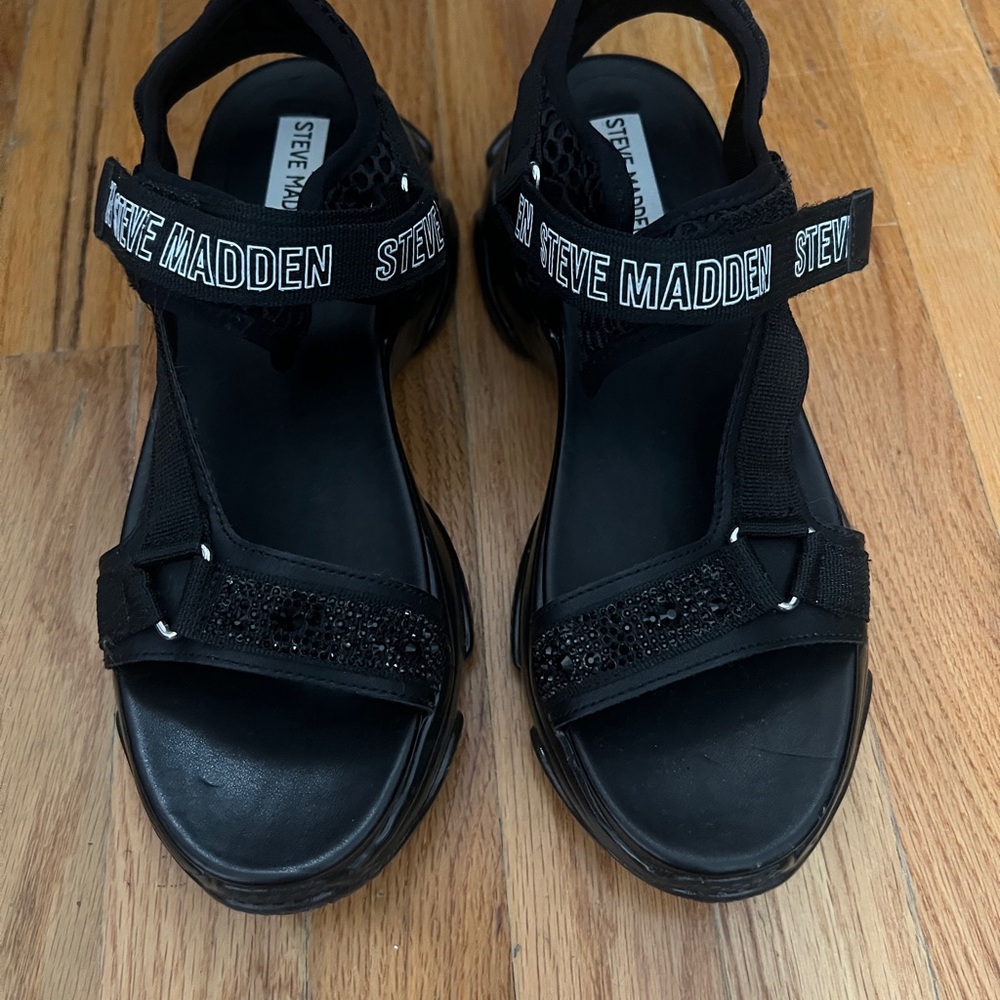 Steve Madden Black Rhinestone Sandals